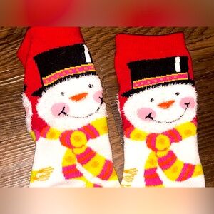 Festive Snowman Socks Christmas holiday socks so cute used